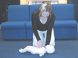 Sinead Dixon practicising her child and infant life saving skills.